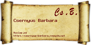 Csernyus Barbara névjegykártya